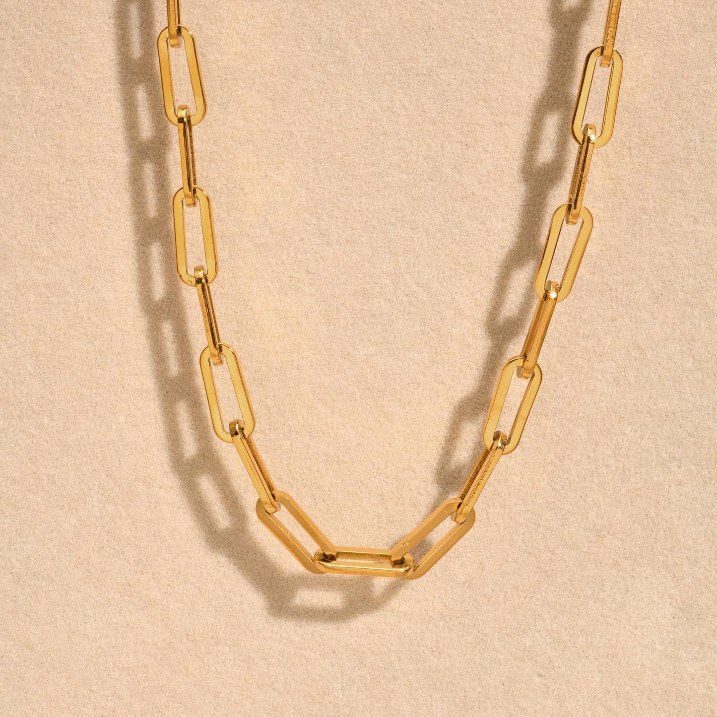 Rockyu ネックレス レディース メンズ ペーパークリップチェーン 幅0.5cm 長さ40〜45cm ゴールド/シルバー