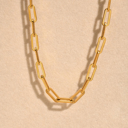 Rockyu ネックレス レディース メンズ ペーパークリップチェーン 幅0.5cm 長さ40〜45cm ゴールド/シルバー