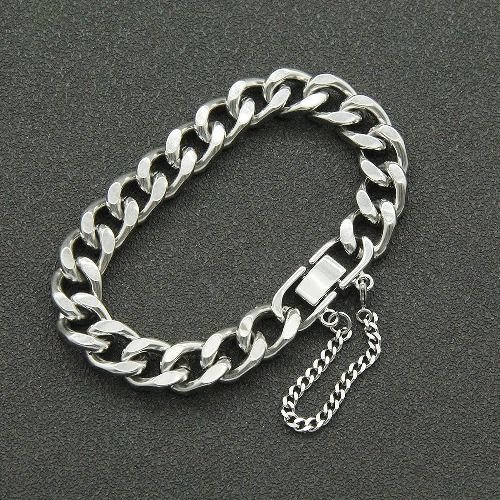 Rockyu ブレスレット メンズ 喜平チェーン シルバー ステンレス 太め 幅10mm