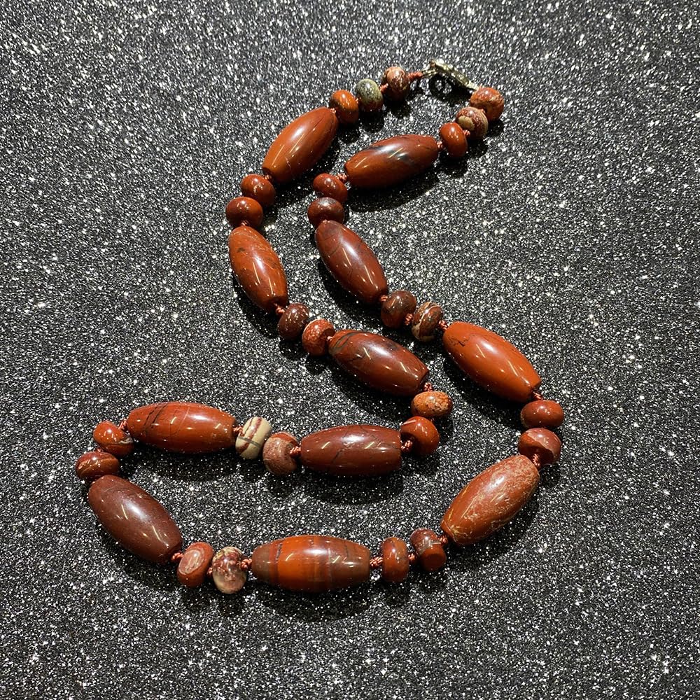 Rockyu 天然石ビーズ ロングネックレス レディース メンズ兼用 数珠風セーターチェーン