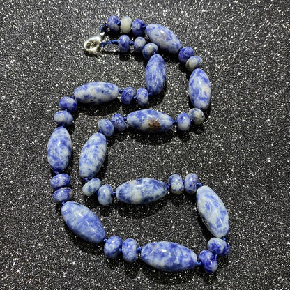 Rockyu 天然石ビーズ ロングネックレス レディース メンズ兼用 数珠風セーターチェーン