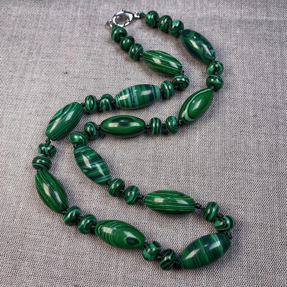 Rockyu 天然石ビーズ ロングネックレス レディース メンズ兼用 数珠風セーターチェーン