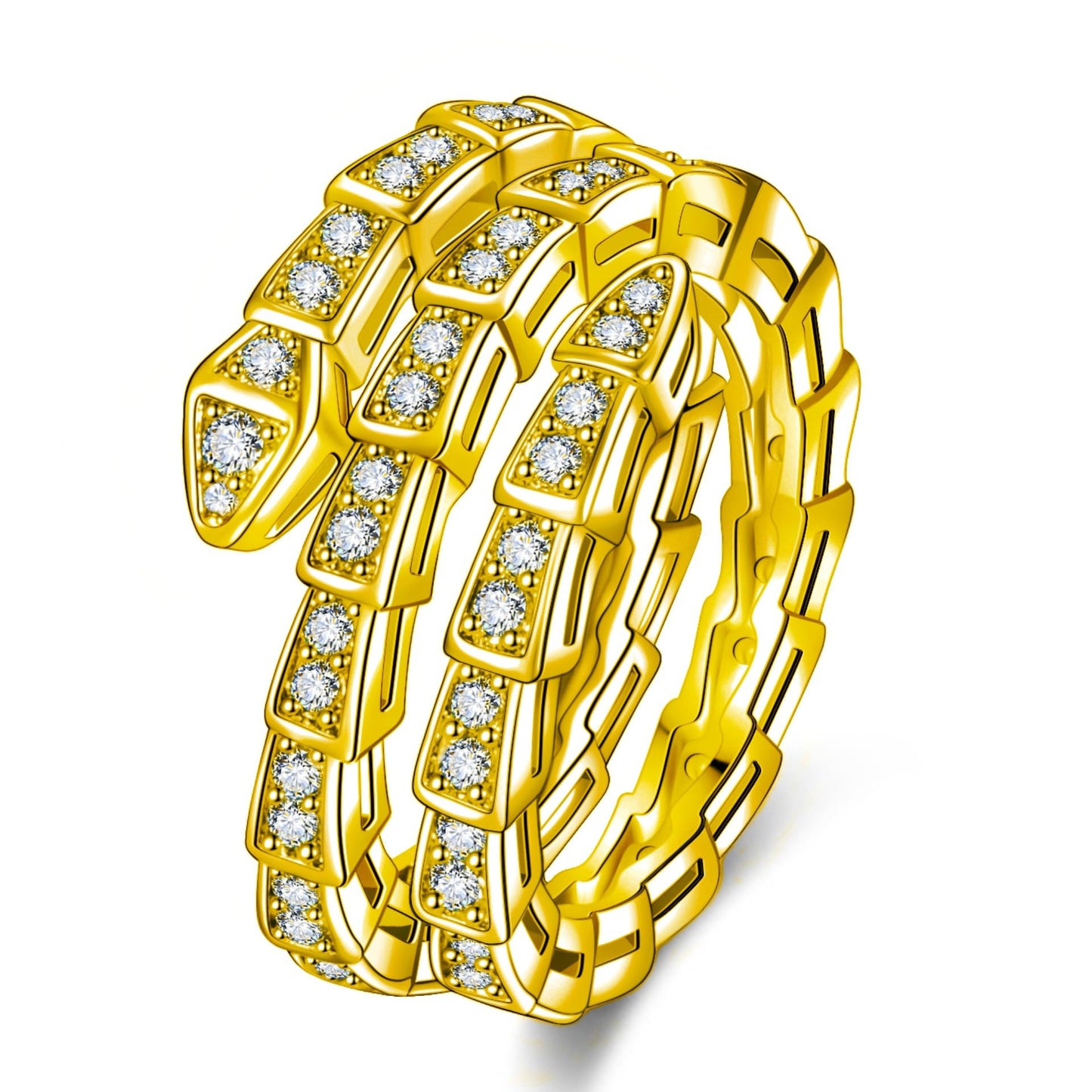 Rockyu スネークリング レディース フリーサイズ ジルコニア 蛇指輪 金属アレルギー対応