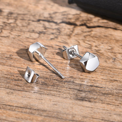 Rockyu メンズ ピアス ステンレス 多面カット シンプルデザイン ブラック 金属アレルギー対応