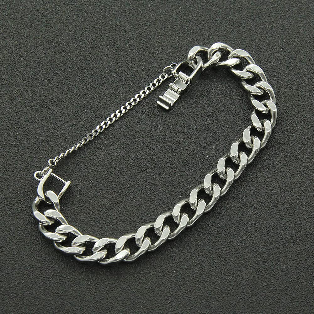 Rockyu ブレスレット メンズ 喜平チェーン シルバー ステンレス 太め 幅10mm