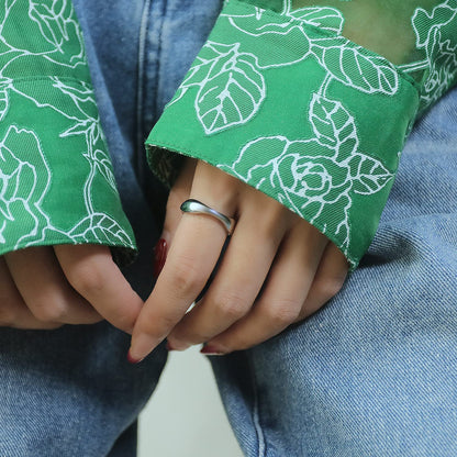 Rockyu 指輪 レディース チタン製 ゴールド＆シルバー 幾何デザイン 鏡面仕上げ