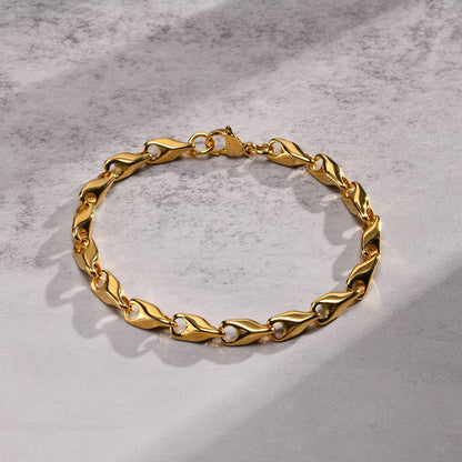 Rockyu メンズ デニムチェーンブレスレット｜ステンレス製 IPコーティング 21cm｜ゴールド・ブラック・シルバー｜金属アレルギー対応