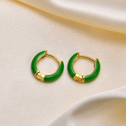 Rockyu レディース フープピアス 3色セット｜14.4mm 小さめ カラーエナメル フープ｜金属アレルギー対応 ステンレス製 18金コーティング