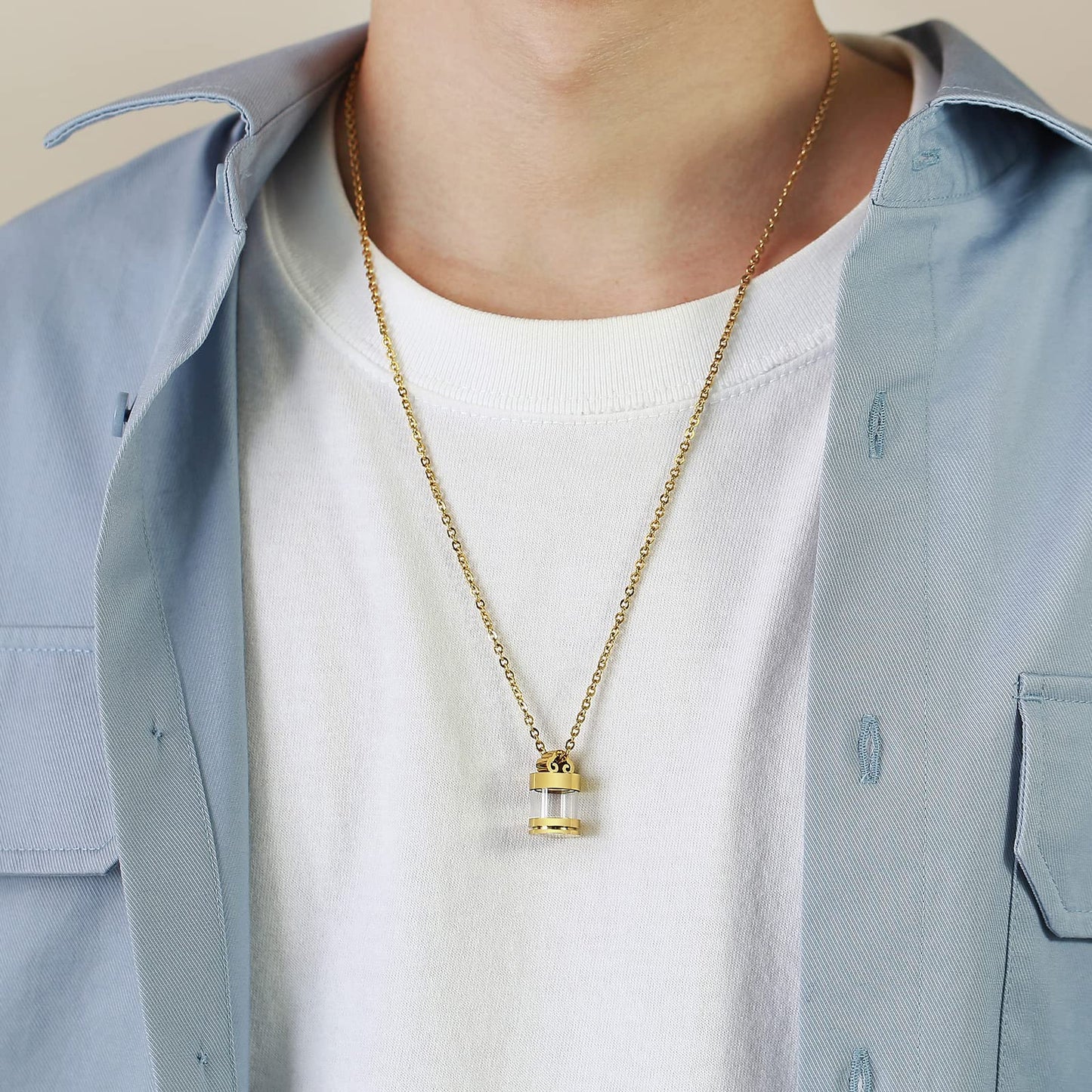 Rockyu 円筒型メモリアルネックレス メンズ レディース