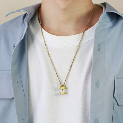 Rockyu 円筒型メモリアルネックレス メンズ レディース