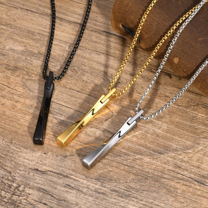 Rockyu メンズ バーネックレス シンプル ステンレススティックペンダント アレルギー対応