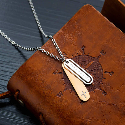 Rockyu ペアネックレス ステンレス＆ローズゴールド “You are my life” ジルコニア刻印入り チェーン付き