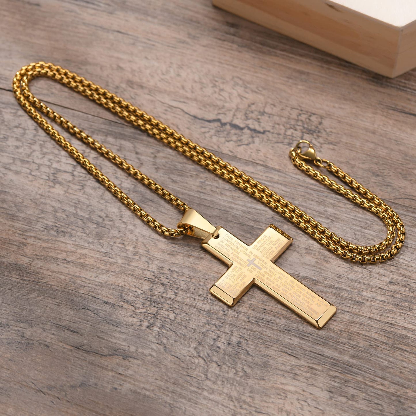 Rockyu クロスネックレス ステンレス メンズ ゴールド ブラック シルバー ペンダント