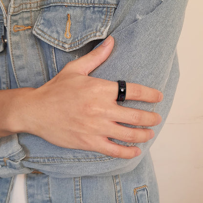 Rockyu タングステンリング メンズ 龍紋デザイン 8mm 幅広 AAAジルコニア ブルー×ブラック