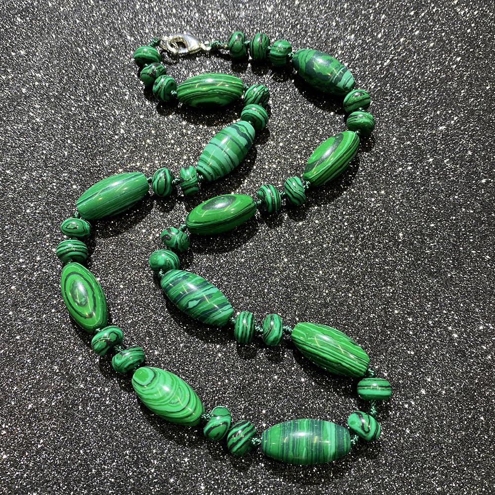 Rockyu 天然石ビーズ ロングネックレス レディース メンズ兼用 数珠風セーターチェーン