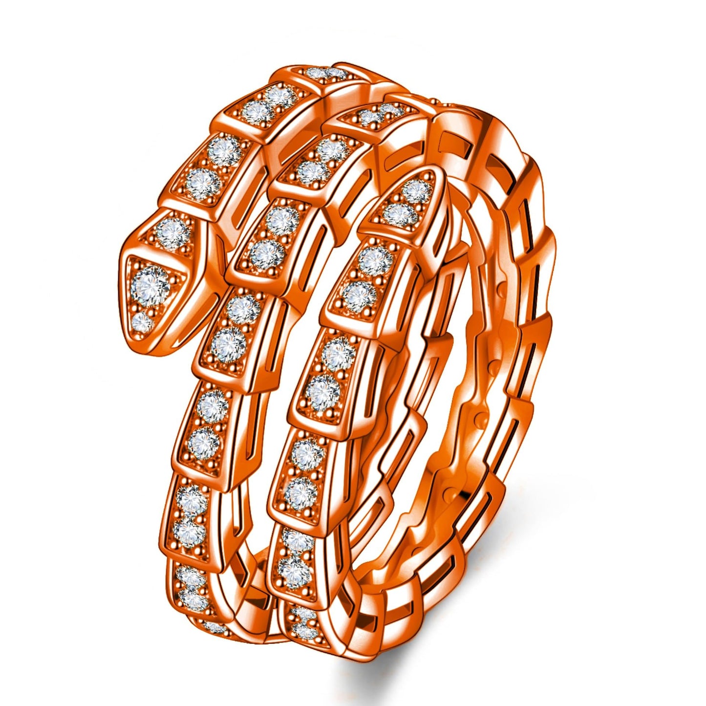 Rockyu スネークリング レディース フリーサイズ ジルコニア 蛇指輪 金属アレルギー対応