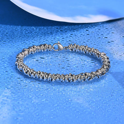 Rockyu 開口輪チェーンブレスレット｜ステンレス製 シルバー｜19.5cm・22cm｜ユニセックスデザイン 金属アレルギー対応