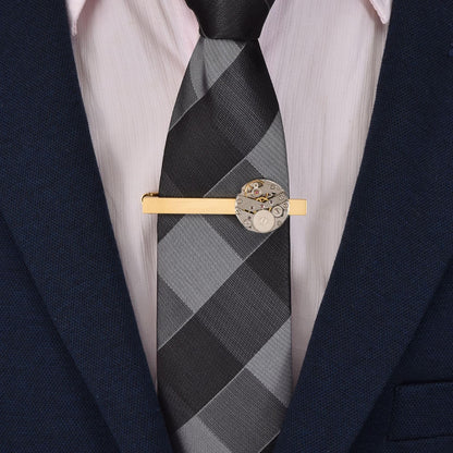 Rockyu 時計ムーブメントネクタイピン ゴールド ステンレス製