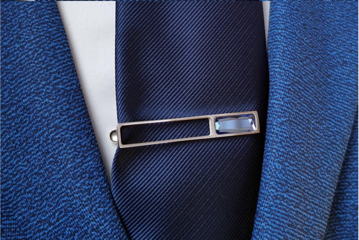 Rockyu ネクタイピン メンズ 誕生石＆天然貝インレイ 水色石 青砂石 パールシェル 黒蝶貝 5cm ビジネス フォーマル