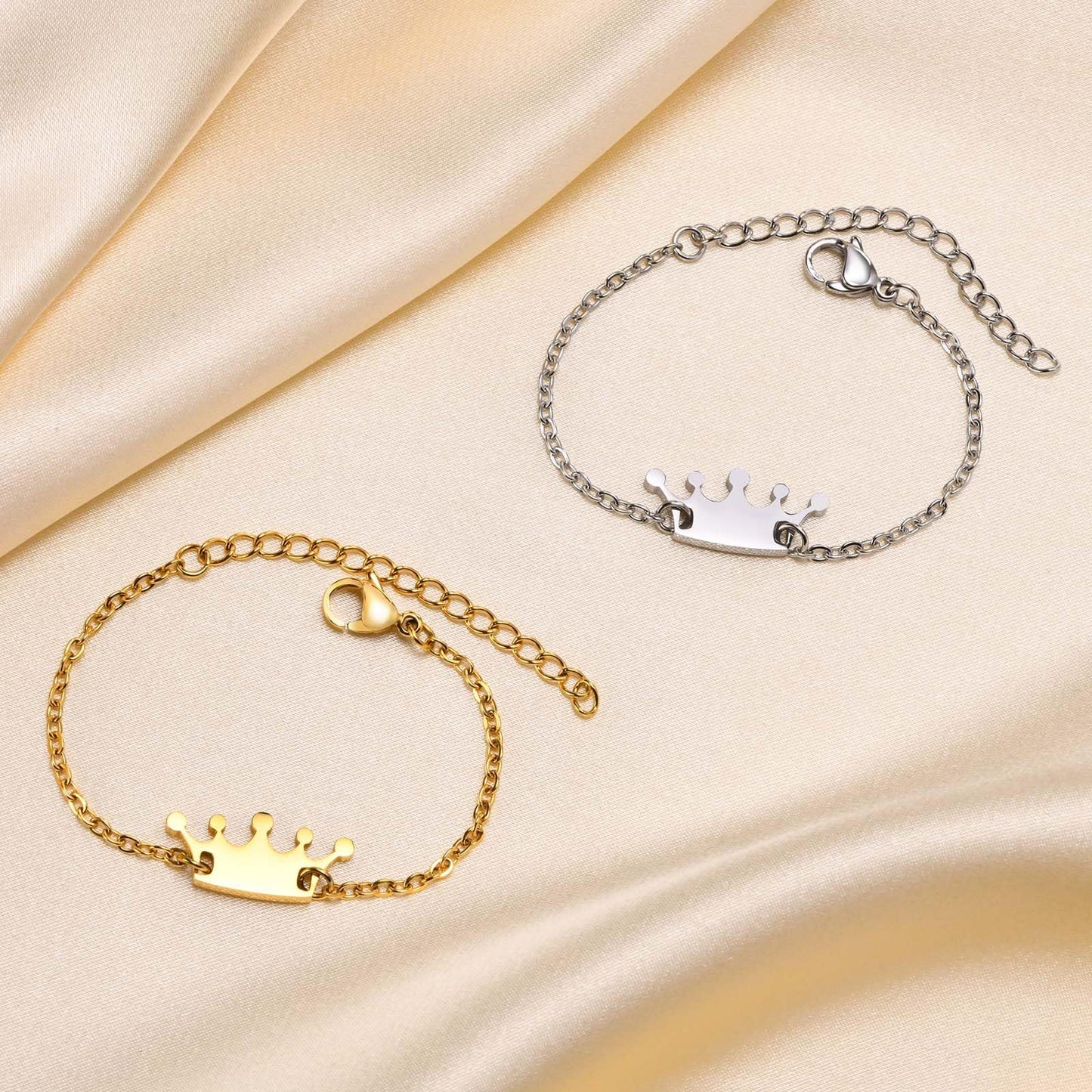 Rockyu クラウンモチーフブレスレット ステンレス製 レディース