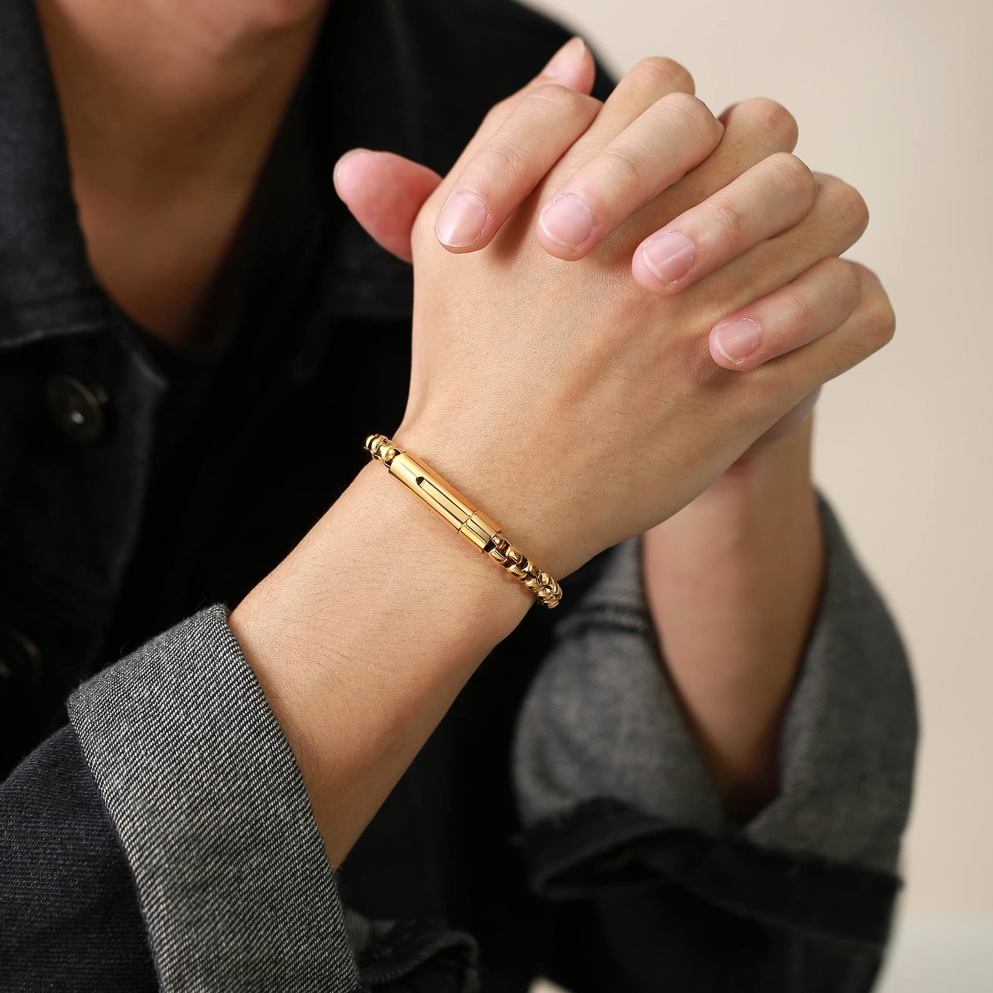 Rockyu ベネチアンチェーン ブレスレット メンズ ステンレス製 シンプルデザイン 6mm 幅 選べるカラー