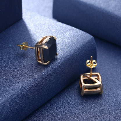 Rockyu スクエアカット オニキス風 レディースピアス シルバー925 一粒デザイン アジアンエスニック風