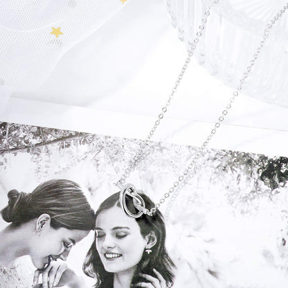 Rockyu レディース ネックレス ハート 結び ピンクゴールド 18金 メッキ チタン 鎖骨チェーン