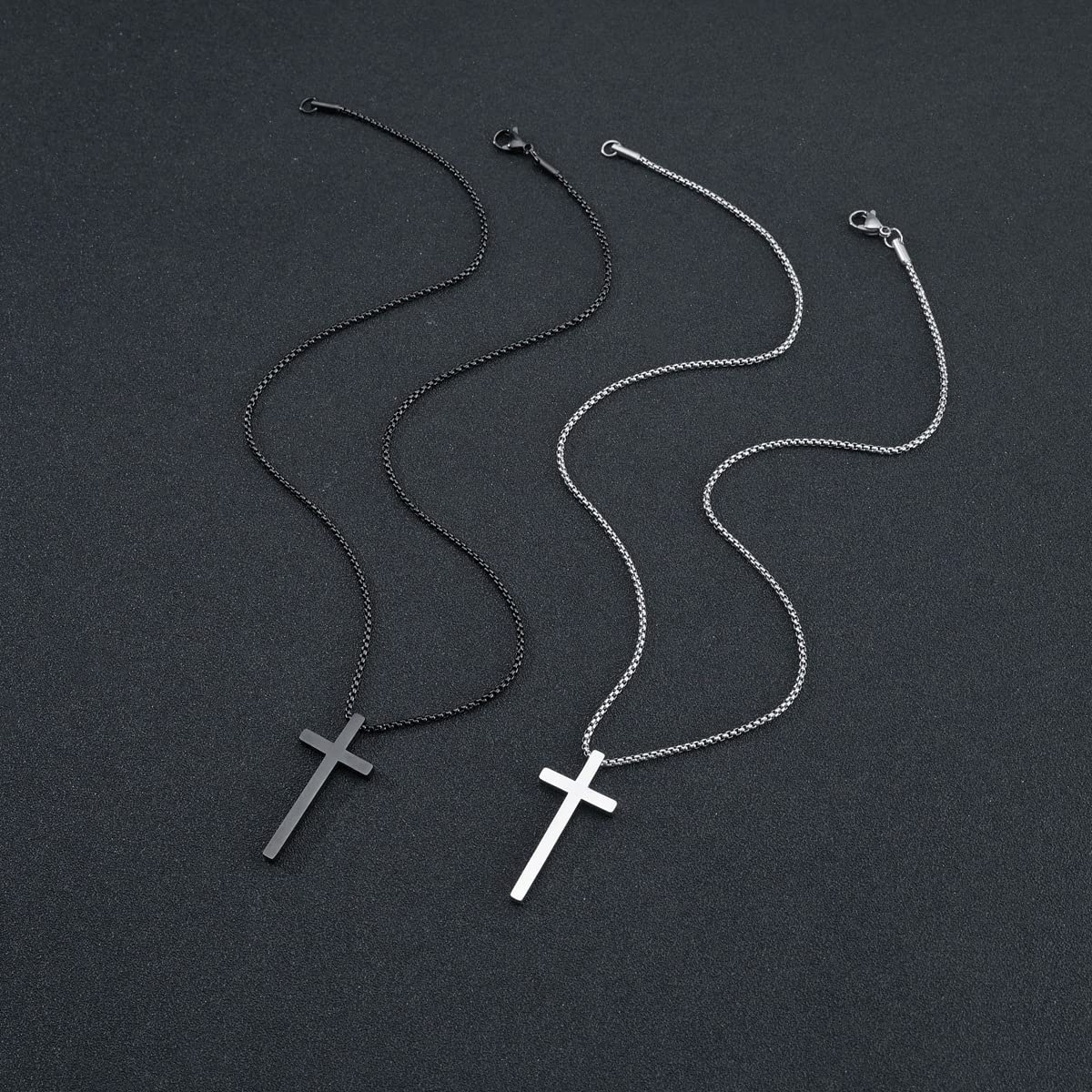 Rockyu ネックレス レディース ステンレス 十字架 クロスペンダント シンプル 金属アレルギー対応