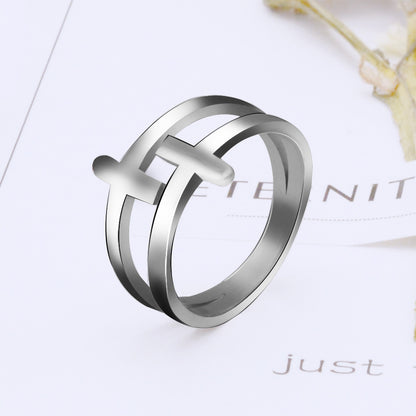 Rockyu 十字架デザインリング レディース K18仕上げ ピンクゴールド ゴールド シルバー