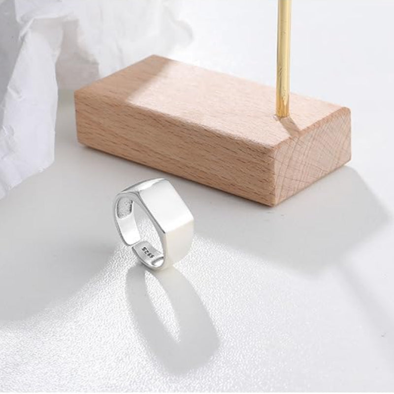 Rockyu 指輪 レディース メンズ フリーサイズ シルバー925 シンプル印台リング 光沢仕上げ おしゃれ純銀製リング