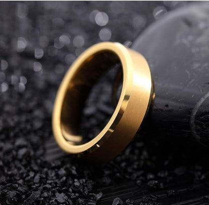 Rockyu タングステンリング メンズ 6mm 幅 シルバー・ブラック・ゴールド 平打ち シンプルデザイン