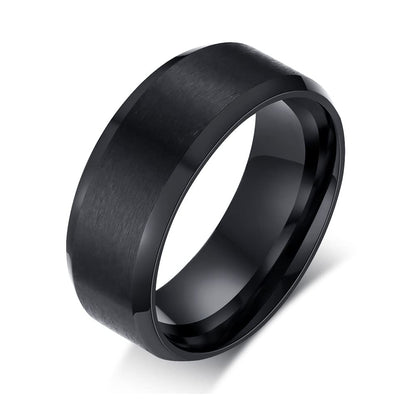 Rockyu チタンステンレスリング メンズリング シンプルマット仕上げ 男女兼用 4/6/8mm サイドカットデザイン 金属アレルギー対応