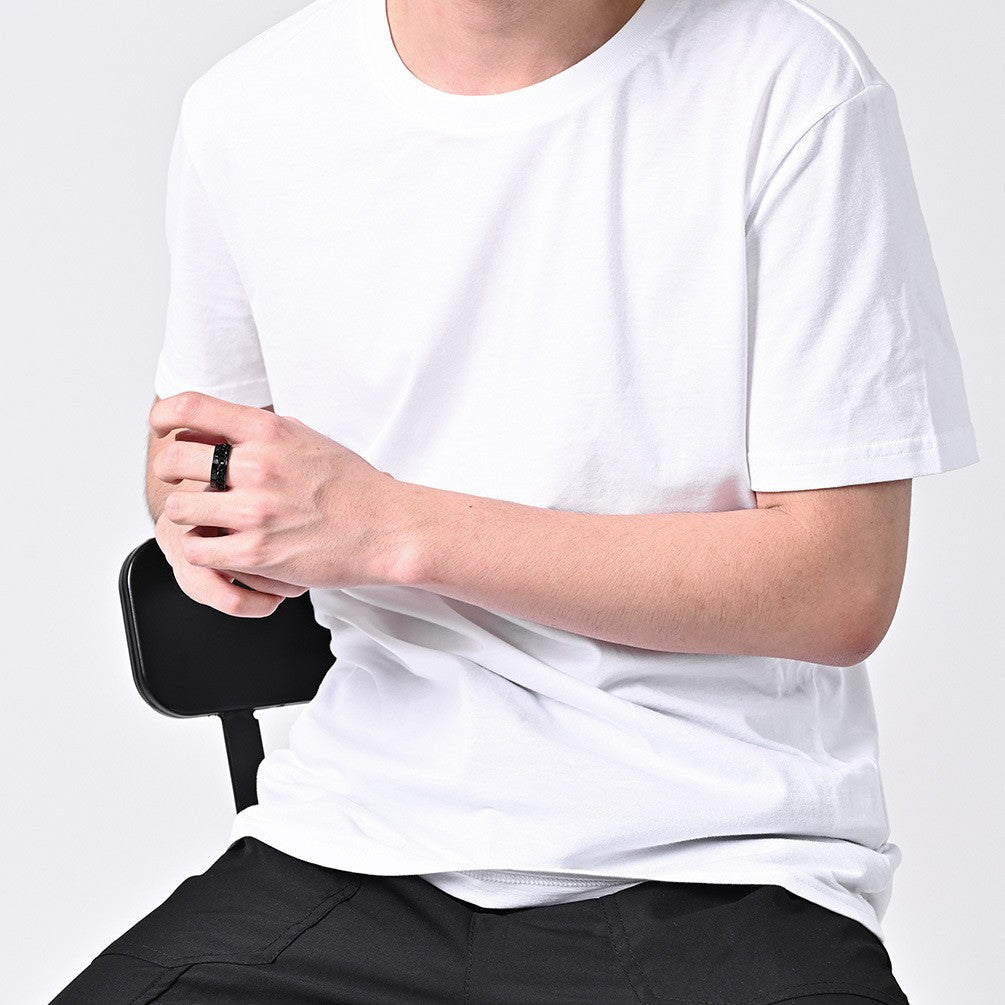 Rockyu ローマ数字チェーンリング メンズ ステンレス製 回転式 8mm おしゃれアクセサリー