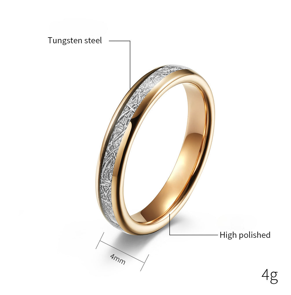 Rockyu タングステン 圧紋デザインリング メンズ レディース 指輪 ゴールド×シルバー 4mm 6mm 8mm 幅 金属アレルギー対応