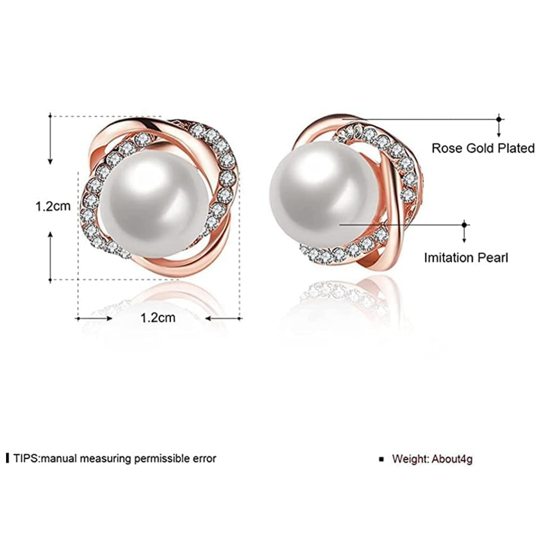 Rockyu パールイヤリング レディース 小粒デザイン 気品漂うツイスト装飾 合金製 軽量アクセサリー