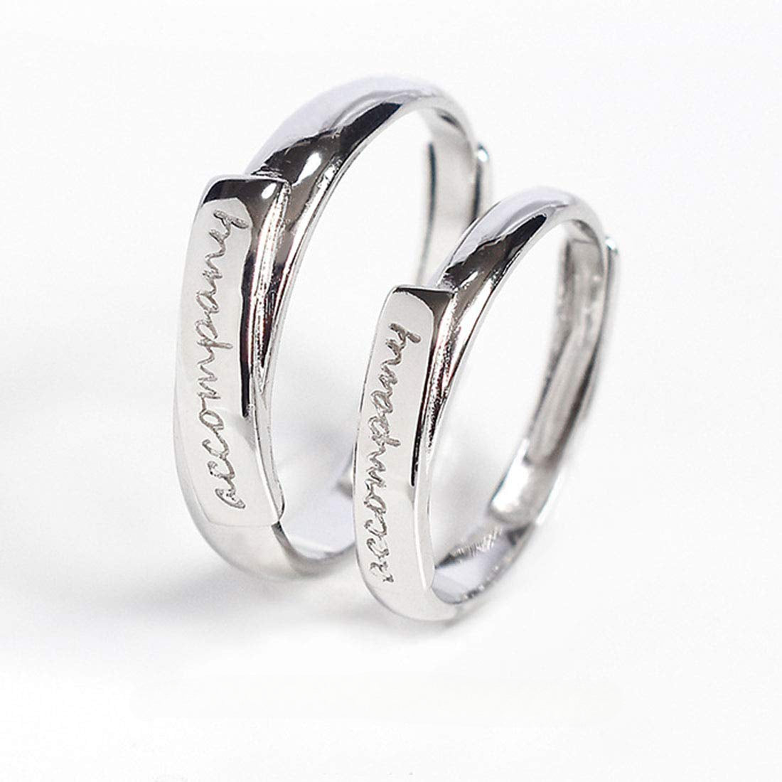 Rockyu 指輪 ペアリング フリーサイズ シルバー925 刻印入り シンプルデザイン 結婚・記念日用