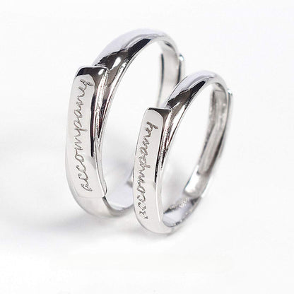 Rockyu 指輪 ペアリング フリーサイズ シルバー925 刻印入り シンプルデザイン 結婚・記念日用