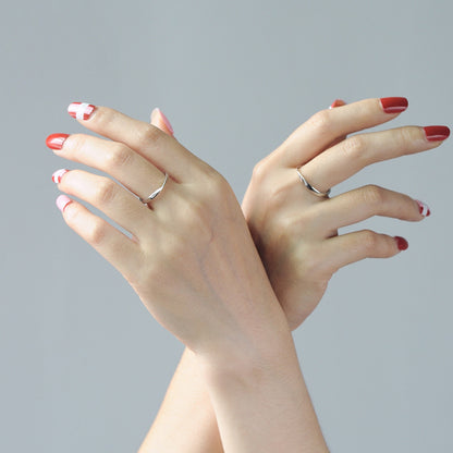 Rockyu シンプルクロスデザイン リング レディース ピンクゴールド＆シルバー 18Kメッキ フリーサイズ