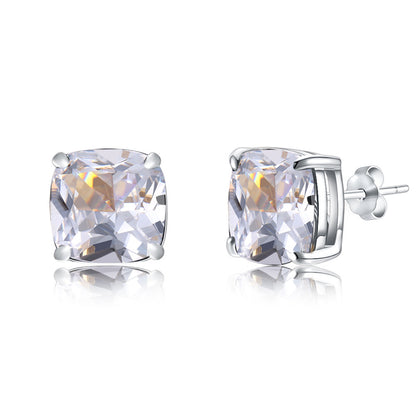 Rockyu スクエアカット オニキス風 レディースピアス シルバー925 一粒デザイン アジアンエスニック風