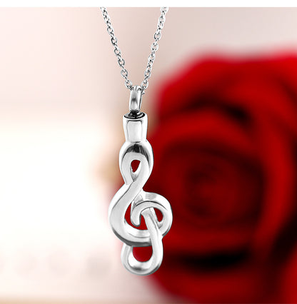 Rockyu メモリアルネックレス レディース メンズ 音符ペンダント ト音記号 香水瓶 遺骨入れ チタン 金属アレルギー対応 防水