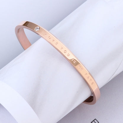 Rockyu ペアブレスレット｜刻印入りC型バングル Love you is my fate