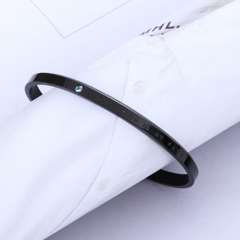 Rockyu ペアブレスレット｜刻印入りC型バングル Love you is my fate