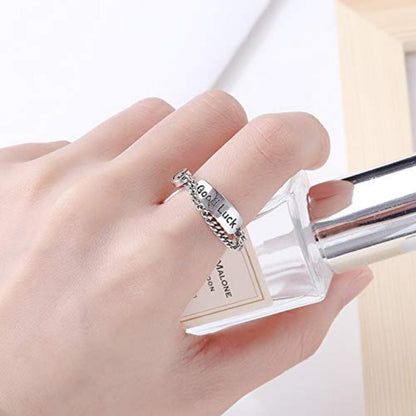 Rockyu 指輪 レディース フリーサイズ シルバー925 スマイル＆メッセージチェーンリング