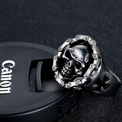 Rockyu スカルデザインリング メンズ ステンレス製 パンク ヒップホップ風