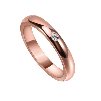 Rockyu シンプル一粒ジルコニアリング｜チタン製レディースリング