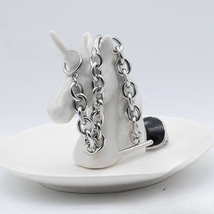 Rockyu チェーンブレスレット メンズ シルバー OTマンテル留め具 ステンレス製 男女兼用