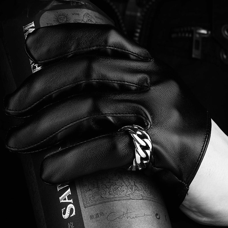 メンズ リング ステンレス製 チェーン＆レトロデザイン｜ロック＆アンティーク風 指輪 ファッションアクセサリー