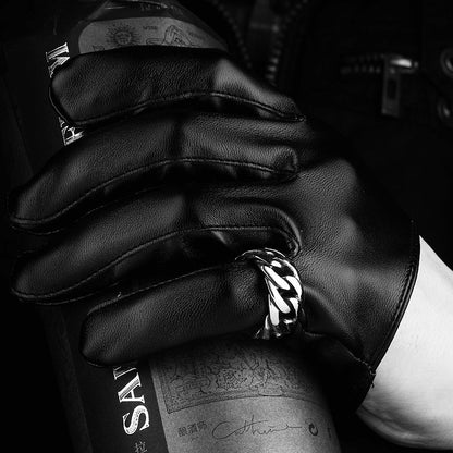 メンズ リング ステンレス製 チェーン＆レトロデザイン｜ロック＆アンティーク風 指輪 ファッションアクセサリー