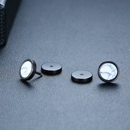 Rockyu ステンレス製スタッドピアス メンズ レディース 両耳用 ターコイズデザイン