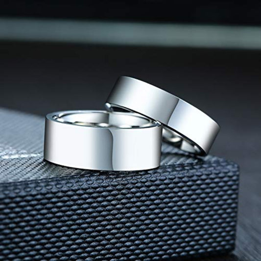 Rockyu 指輪 ステンレス製 6mm 8mmリング ブラック ゴールド シルバー 鏡面仕上げ 金属アレルギー対応